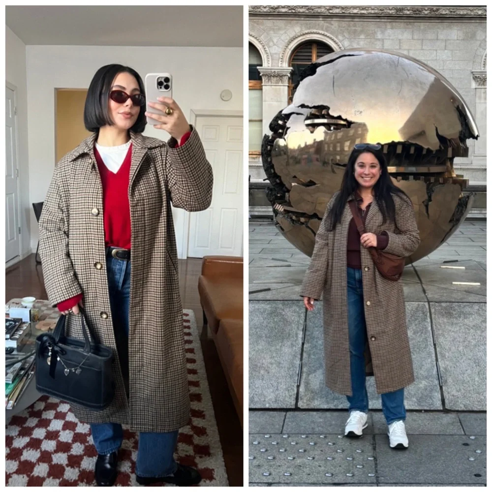 Anthropologie If By Sea Menswear‎ Plaid Overcoat City Coat Brown Academia Small - Picture 2 of 13